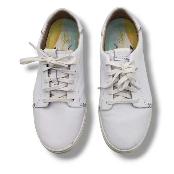 Olukai Pehuea Li 'Ili Sneaker Womens 6.5 White Leather Convertible - Picture 8 of 10